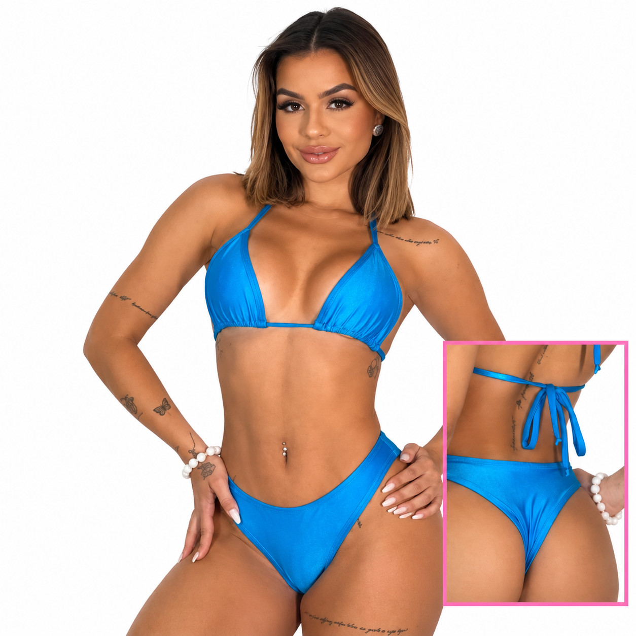 Biquíni Malibu Beach Gloss Azul Ciano - Tamanho M